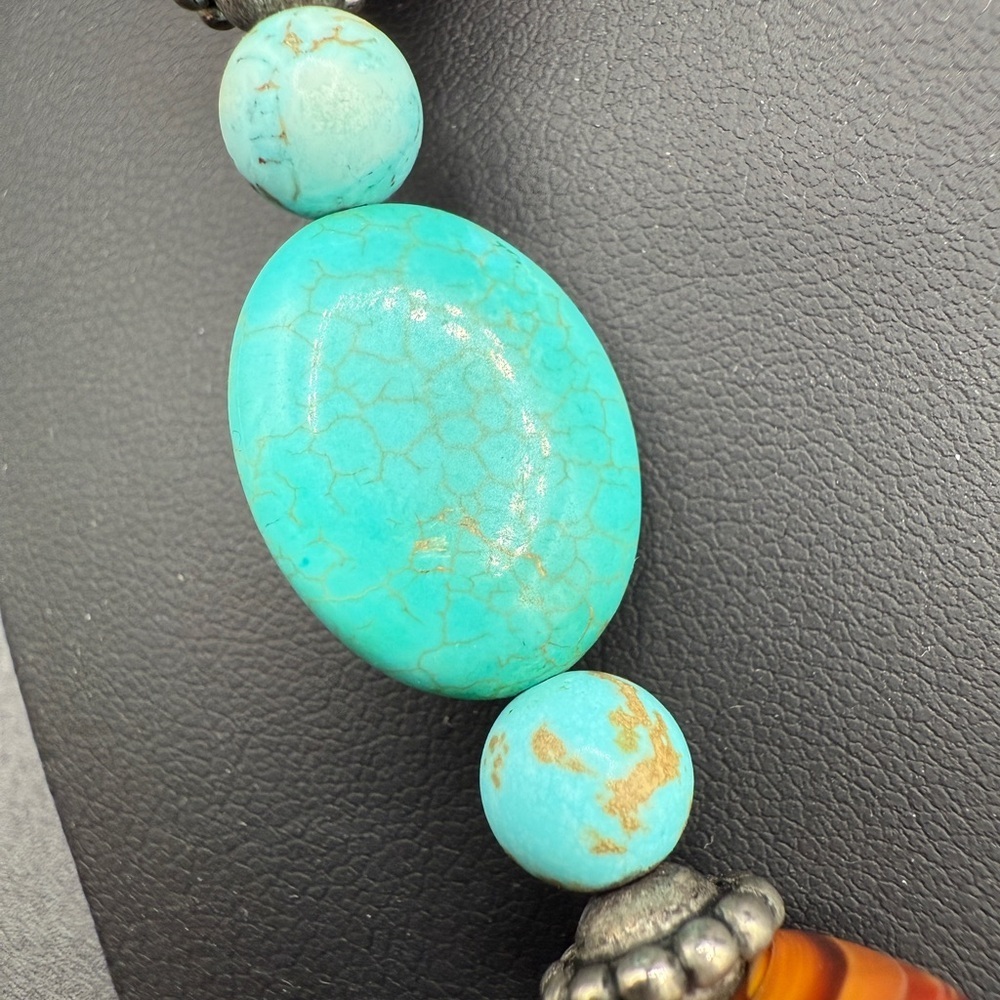 Czech Glass and Dyed Howlite Beaded Necklace - Picture 6 of 16